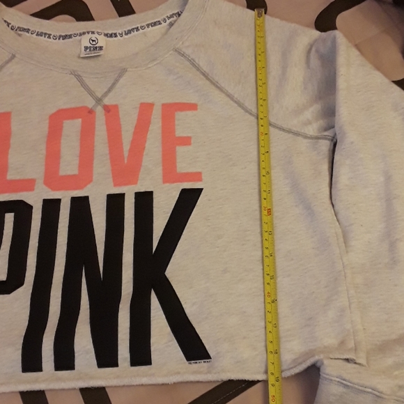 PINK Victoria's Secret Off-White Crop Sweatshirt - Picture 7 of 8